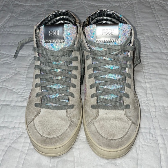 P448 Glitter Skate High Tops Side Zip Sz 37 MSRP $298 - Picture 2 of 13